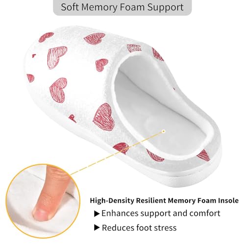 JUNZAN Cartoon Cute Love Hearts Cotton Slippers for Men Non Slip Memory Foam Ladies Slippers for Indoor Funny Presents 6-72