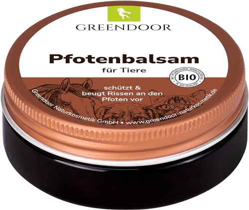 GREENDOOR natürlicher Bio Pfotenbalsam für weiche Pfoten 50ml, vegane Pfotenpflege beugt Rissen vor, schützt vor Umwelteinflüssen, bei Hitze Kälte Nässe Schnee (Pfotenbalsam 50ml)