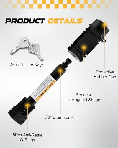 Image of RETRUE Locking Hitch Pin, 5 /8 inch Pin, Fit 2 inch and 2-1 /2 inch Class III-IV Receiver