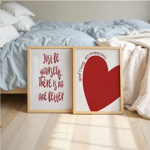 Image of Suneree Motivational Quotes Wall Art Set of 2 Framed Paintings | Inspirational Poster Just Be Yourself Good Things Coming | Bedroom Living Room Home Decor (Art 4, 10x13 Inches)