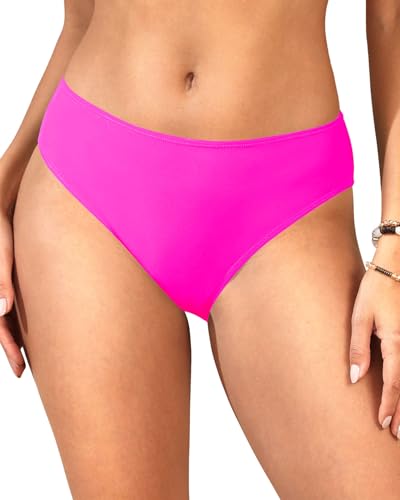 Image of Daci Women's Mid-Rise Full-Coverage Bikini Bottom | Mid-rise bikini bottom with full rear coverage in 82% nylon and 18% spandex for comfortable swimming and beachwear