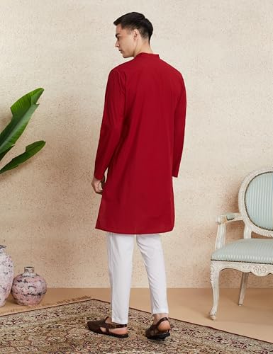 Image of Amazon Brand - Symbol Men's 100% Cotton Solid Long Length and Pant Set |Casual |Regular Fit - 2pcs (Available in Plus Sizes)