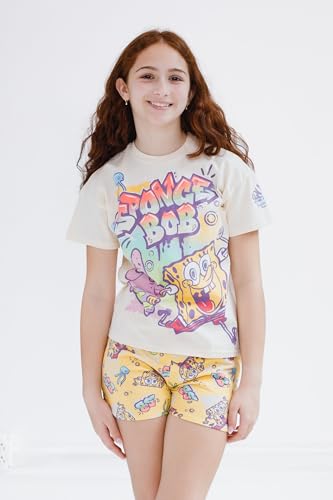 Image of SPONGEBOB SQUAREPANTS Girls T-Shirt and French Terry Shorts Outfit Set Toddler to Big Kid Sizes (2T - 18-20)