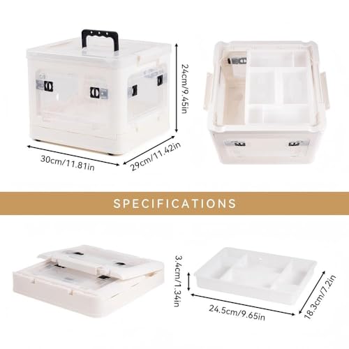 Image of HEY FOLY 22qt Medicine Organizer Storage Box with 4-Side Opening Doors, White Foldable Medication Organizer Empty, Container Case Stackable First Aid Box for Home Storage