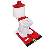 Santa Claus Bathroom Christmas Decorations, 3 Pack Christmas Snowman Santa Toilet Seat Covers and Water Tank Top Lid Cover Set for Christmas Home Bathroom Décor