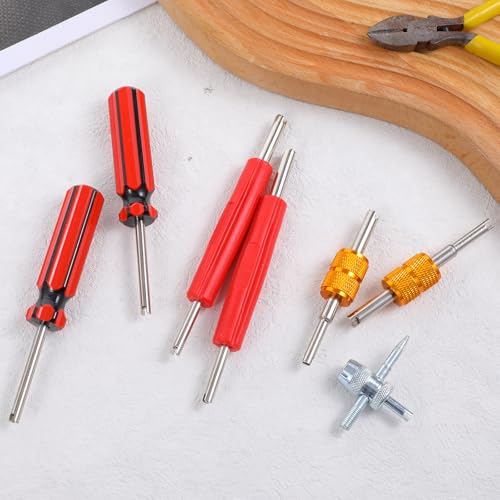 Image of JJUNW 7 pcs Valve Stem Removal Tools, tire Repair Tools Double Heads Valve stem Installation, Valve Adjustment Puller for Repair Installation Car Truck Bicycle Air Conditioner(7 Pcs)