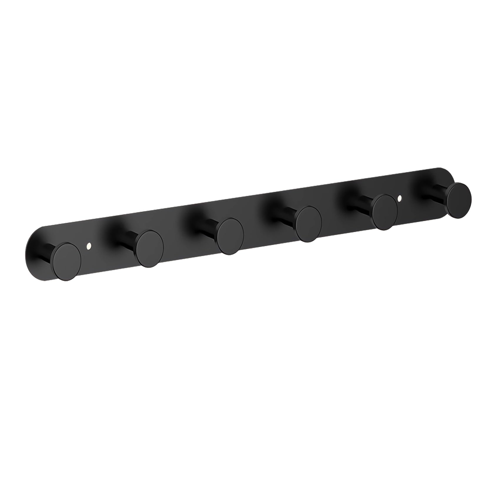 Loputon Perchero de acero inoxidable, perchero de pared para dormitorio, baño, cocina, perchero de pared con 6 ganchos (negro)