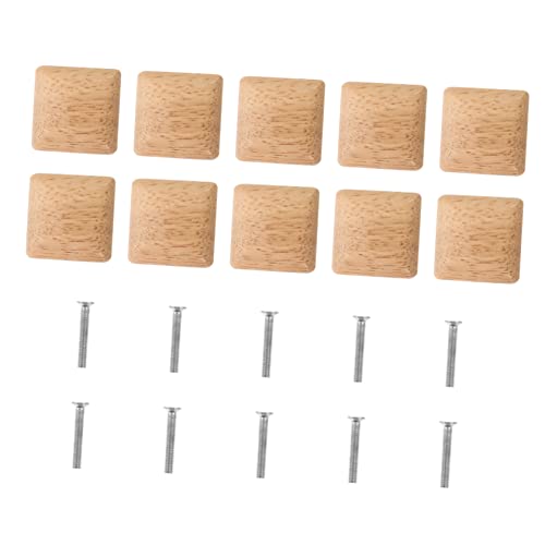 ANDRESLAD 10piezas Tiradores De Madera Sólida Para Armarios Pomos Cuadrados De Madera Para Puertas Y Muebles Diseño Simple Y Natural Fácil Instalación Accesorios Duraderos Para Hogar