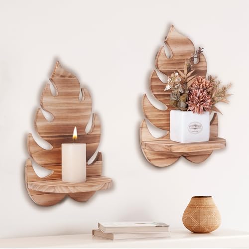 Yorkmills Candle Wall Sconces Set of Two, Wood Wall Candle Holder...