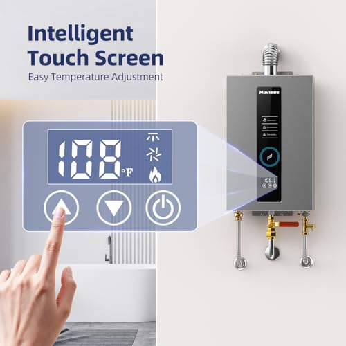 Image of Tankless Water Heater, Novieex On Demand Water Heater Propane Gas, Up to 4.3 GPM, 100000 BTU Instant Hot Water Heater with LED Display, Indoor Installation, 2-4 Point Use for Family Bathroom Kitchen