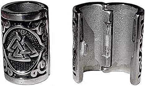 VALHALLA Valknut Hair Beads Opener, Viking Beard Bead 316L Steel Silver Stainless Steel Large, Symbol of Warriors