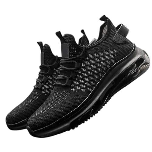 Zapatillas Deportivas Ligeras de Punto Transpirable con Gruesa para Caminar y Correr al Libre (Black, 46) #24