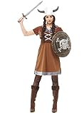 Funidelia | Disfraz de Vikingo para Mujer Talla S ▶ Nórdico, Valkiria, Bárbaro, Vikings - Color: Marrón - Divertidos Disfraces y complementos para Carnaval y Halloween