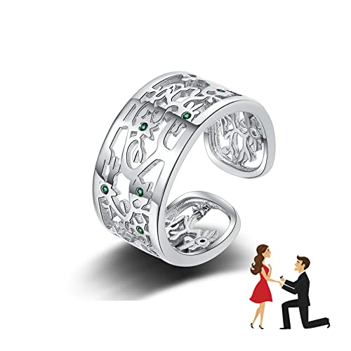 JUZICHEN Anillo Del Árbol De La Vida de plata de ley 925, Anillo ajustable del árbol de la vida para mujeres, Anillo de plata de ley Árbol de la Vida para mujer, un regalo para una niña Cover