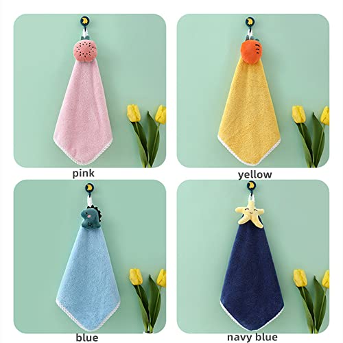 Image of 4-Piece Set Baby Soft Plush Towel Baby Nursery Hand Towel Cartoon Animal Wipe Hanging Towel for Children Bathroom Kitchen