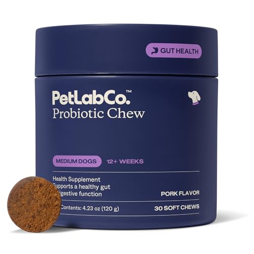 PetLab Co. Probiotics for Dogs - Support Gut Health, Occasional Diarrhea, Digestive Health, Paw Licking & Seasonal Allergies, Pork Flavor, 30 Soft Chews, Formulated for Medium Dogs, Packaging May Vary