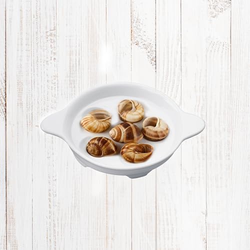 Maine Man Footed Escargot Plate with Handles, Fine White Porcelain, 6.5-Inch