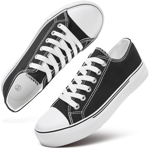 Image of hash bubbie White Sneakers for Women Low Top Canvas Shoes Womens Canvas Sneakers Women's Fashion Sneakers Slip on Casual Tennis Shoes