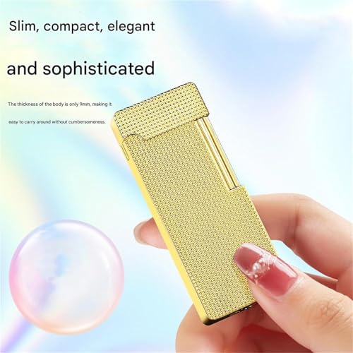 Encendedor Butano Retro Narrow Flip Dorado miniatura 3