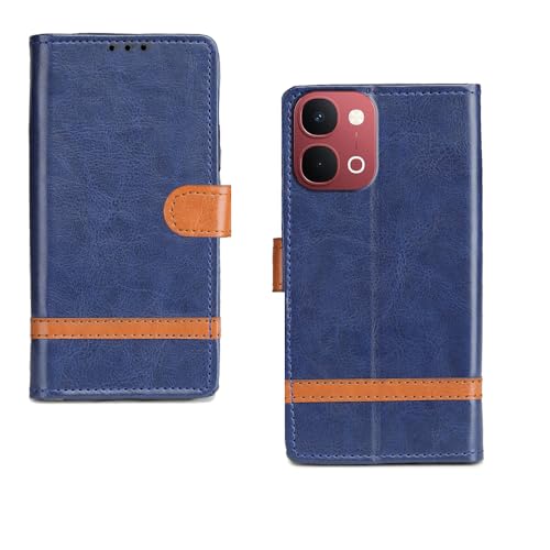 amazon basics Vivo Y51 Pro 5G Flip Cover | Card Pockets Wallet & Stand | Flip Cover for Vivo Y51 Pro 5G (Blue Stripes)