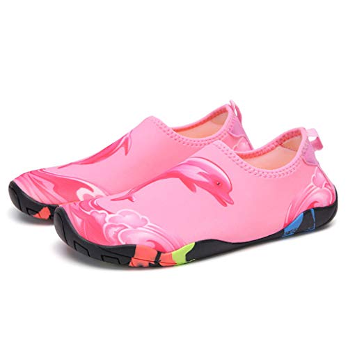Atezch_ Water Shoes for Womens and Mens, Quick-Dry Anti Slip Aqua Socks Barefoot for Outdoor Beach Swim Surf Yoga Exercise (Pink, 36)