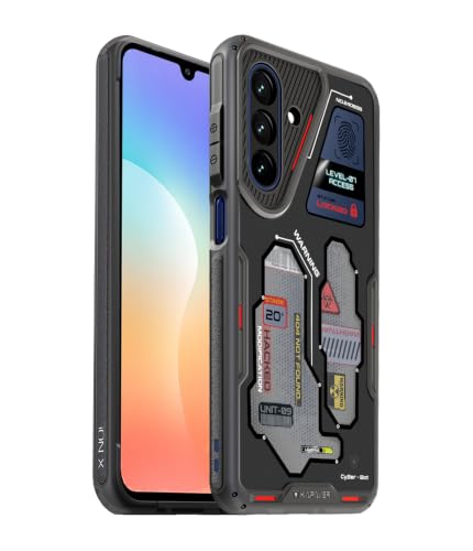 Image of KAPAVER iON-X Back Cover Case Compatible with Samsung Galaxy A18 /M17 5G /F17 5G /A17 /A17 5G (TPU + Poly Carbonate | Cyber Bot Smoke Black)