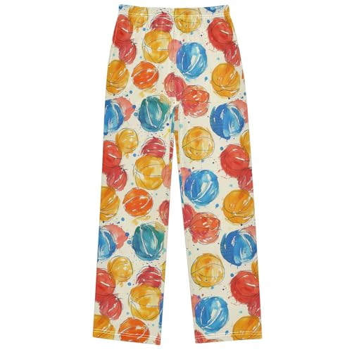 Boy's Pants Color Basketball Jogger Pants Elastic Waist Long Bottoms Trousers with Pockets 6-14 Years