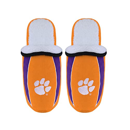 Image of FOCO mens NCAA College Team Logo Sherpa Moccasin Slippers