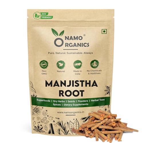 Namo Organics - Organic Manjistha Root Sticks - 100g | 100% Pure Ayurvedic Formula | Manjistha Stick Dried for Skin, Hair, Joint & Immune Support | Ultimate Skin & Health Remedy