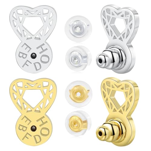 Earring Backs for Droopy Ears, EBFDOH Heart Diamond Shape Earring Backs for Droopy Earrings Large Earring Backings for Heavy Earrings Big Lifter Support Backers for Studs,Mixed Color by EBFDOH - Used condition - US$11.28