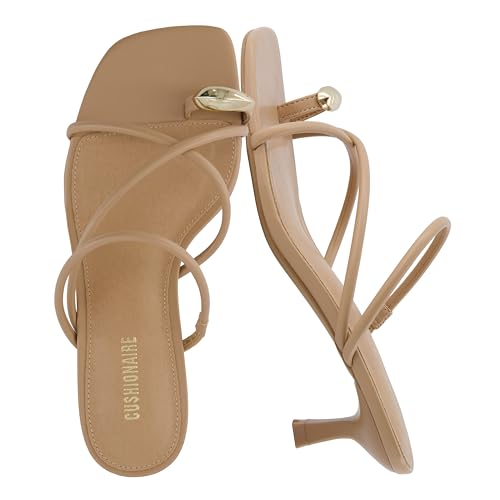 CUSHIONAIRE Maui Strappy Vegan Leather Sandals 8 TAN