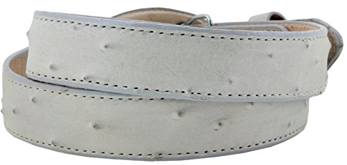 El Presidente Mens Off White Ostrich Quill Print Leather Western Cowboy Belt Rodeo Buckle2