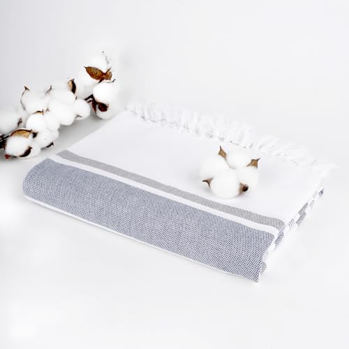 Thirsty Towel Cotton Bath Towel, Pack of 1, Super Soft & High Absorbency Towels, Quick Dry Towels for Bath Large Size, Bath Towels for Men, Women & Kids, Multistripe (Denim Blue)