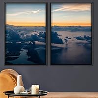 2 Piece Framed Canvas Wall Art Colorful Sky and Mountain Landscape Canvas Prints Home Artwork Decoration for Living Room,Bedroom - 16