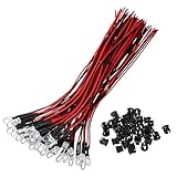 QUARKZMAN 40 Pcs LED 5mm, Diodes mettrices De Lumire Pr Câbles 24V Avec 40 Supports F5 Pour Projets D'clairage D'Indicateur DIY, Lumire Rouge