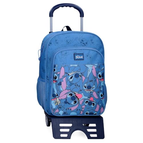 Disney Happy Stitch Equipaje- Bolsa de Mensajero, Unisex niños, Azul