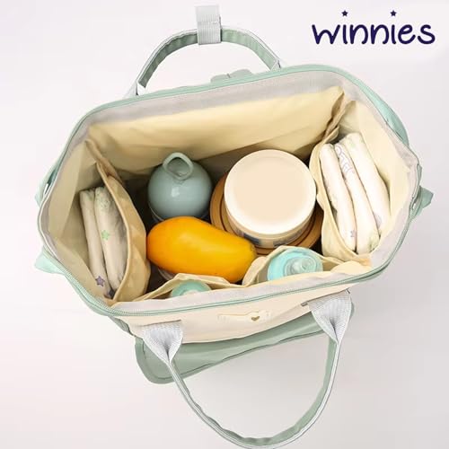Image of Winnies Diaper Bag Backpack for Moms Multi-Functional Maternity Nappy Bags with Insulated Bottle Holders, Wide-Open Main Compartment & Multiple Pockets