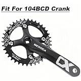 ENGWE MTB Rowerowa tarcza łańcuchowa 104BCD wąska szeroka tarcza łańcuchowa, 32T 34T 36T 38T okrągłe owalne łańcuchy, aluminiowe pojedyncze koła łańcuchowe, pasuje do łańcuchów 8, 9, 10, 11 prędkości