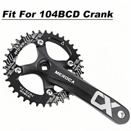 MTB Fahrrad-Kettenblatt 104BCD schmales breites Kettenblatt, 32T, 34T, 36T, 38T, runde ovale Kettenblätter, Aluminium-Kettenblätter, passend für 8-, 9-, 10-, 11-Gang-Kettenblätter (Rund, 38T)