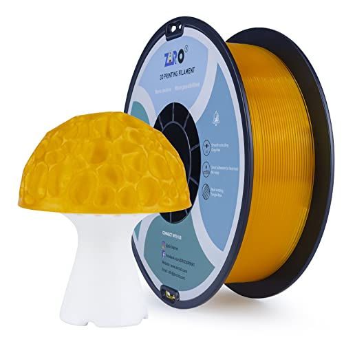 ZIRO PLA Translucent Filament 1.75mm,3D Printer Filament PLA PRO Translucent Series 1.75 1KG(2.2lbs), Dimensional Accuracy +/- 0.03mm,Translucent Orange