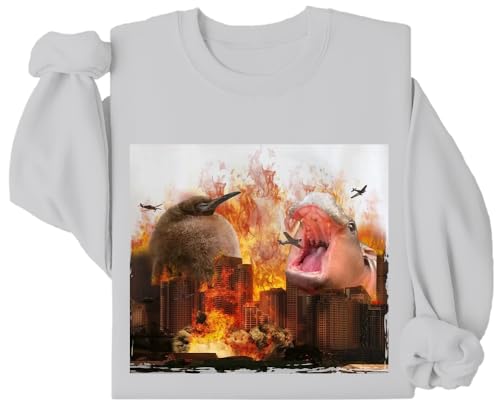 Pesto the Penguin vs Moo Deng Sweatshirt, The Penguin Pesto Sweatshirt, Moo Deng and Pesto Battle Sweatshirt