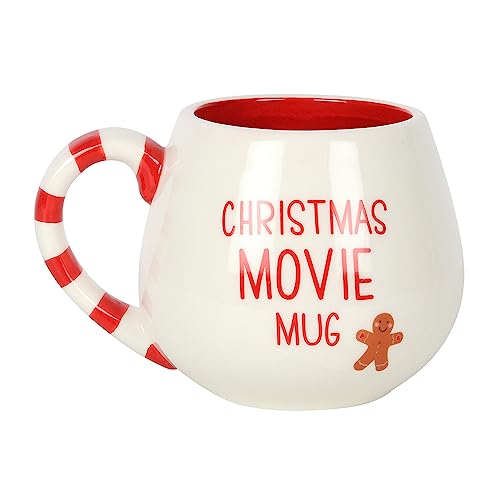Something Different Christmas Movie Boxed Mug - Rounded Mug with Candy Cane Striped Handle and Gingerbread Man Design
