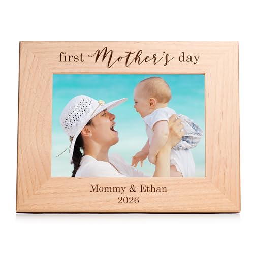 Product Image of the Lifetime Creations Personalized First Mother's Day Picture Frame: 1st Mothers Day Gifts 2025, New Mom Gift, Custom Hardwood Frame Engraved in USA (5x7 Inch Landscape)