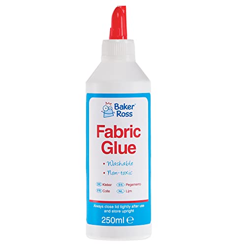 Baker Ross FX812 Fabric Glue - 250ml Bottle, Fabric Glue for Crafts
