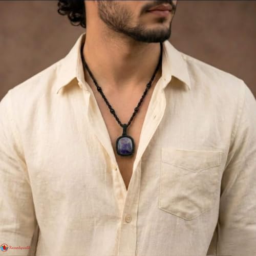 Image of REMEDYWALA Gemstone Macrame Pendant for Reiki & Crystal Healing, Natural Stone