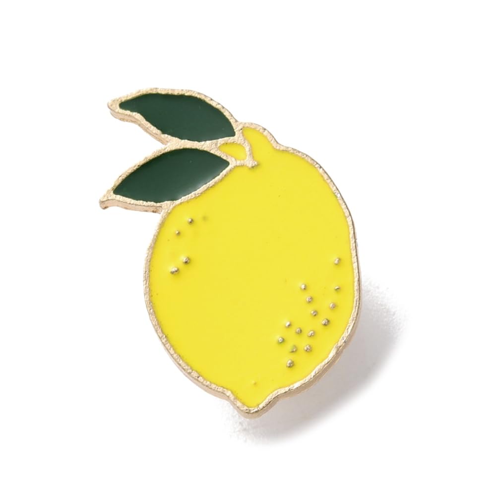 DanLingJewelry 10Pcs Imitation Fruit Food Lapel Pins Enamel Yellow Lemon Brooch Pins for Backpacks Clothes Hats Bags Decor Jewelry Gifts