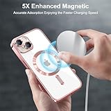 Ethanger for iPhone 13 Case Compatible with MagSafe Luxury Plating Bling Shockproof Bumper with Camera Lens Protector Magnetic Women Girly Phone Case for iPhone 13, Pink - Image 4