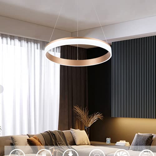 WELAKI LED Chandelier Modern Led Pendant Light 24W 1440lm Adjustable Hanging Pendant Lighting for Dining Room Kitchen Island Living Room Bedroom Office Restaurant Golden 6000K