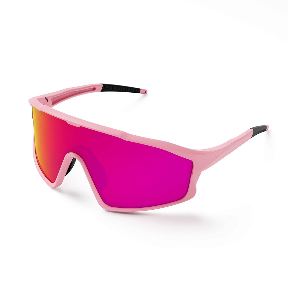 [KULUSUPA] スポーツサングラス 偏光サングラス メンズ UV400紫外線カット 鼻当て調整可能 超軽量 抗衝撃 運転 釣り 自転車 サイクリング ランニング 野球 ランニング ゴルフ 男女兼用 収納袋付 （ピンク）