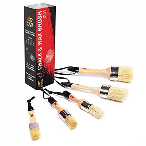 Chalk Wax Paint Brush 5Pcs Set Including 3 Small Paint Brushes For Furniture Painting And 2 Large Chalk Brushes, Bristle Paint Brushes Set Compatible thumb #1